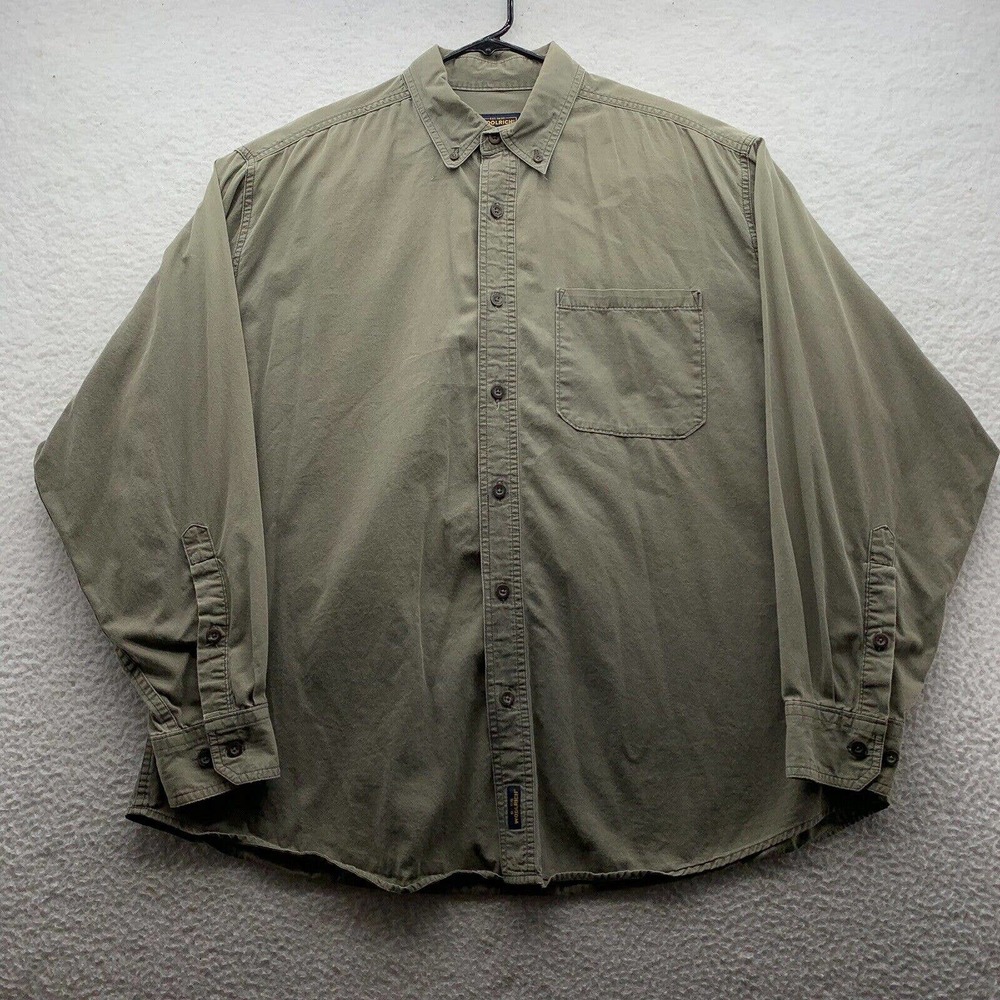 Vintage Woolrich Boulder Button Up Shirt Mens XL Chest Pocket Outdoor Army Green